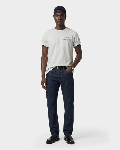 Sporty & Rich Beverly Script T-Shirt - Heather Gray/Navy