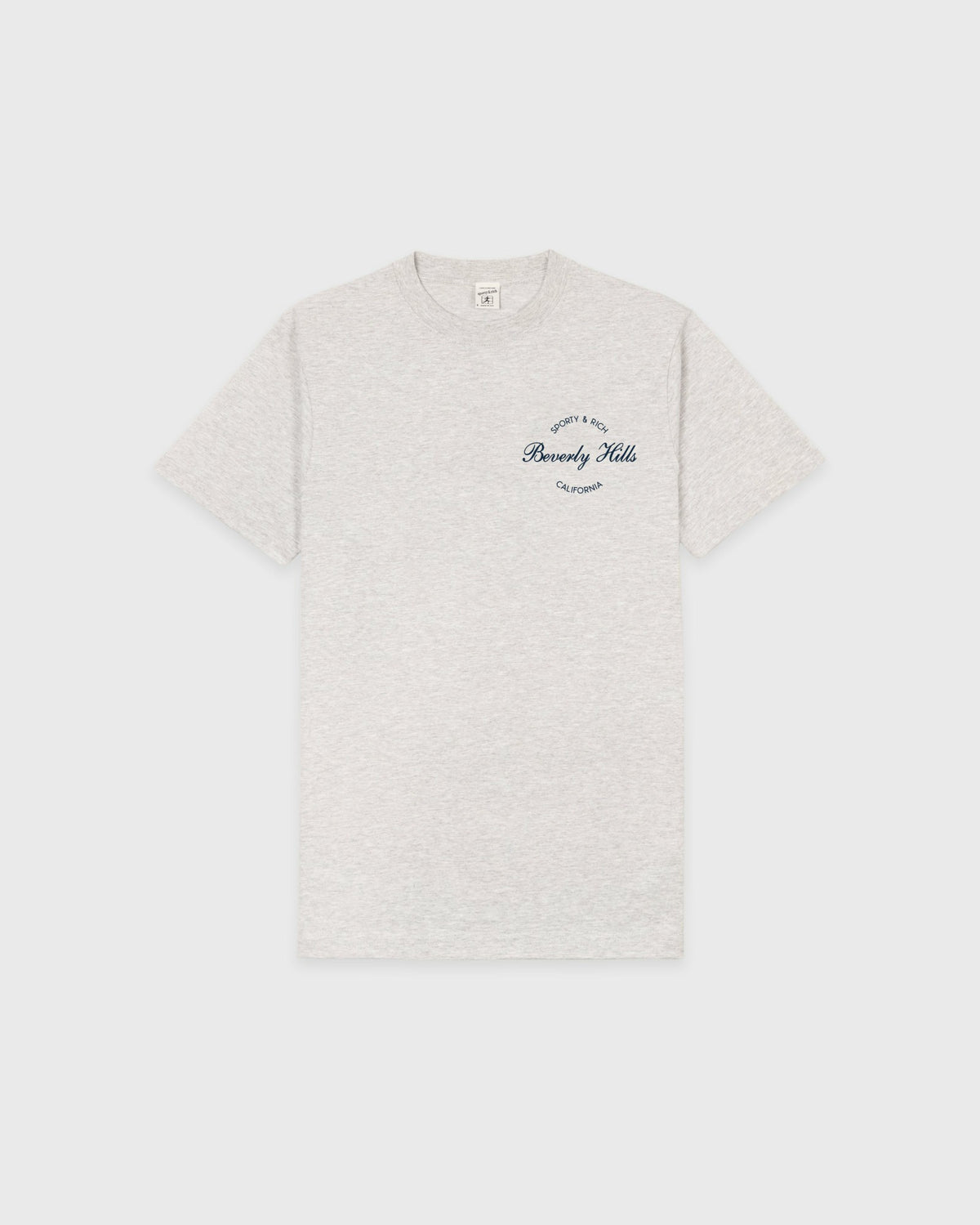 Sporty & Rich Beverly Script T-Shirt - Heather Gray/Navy