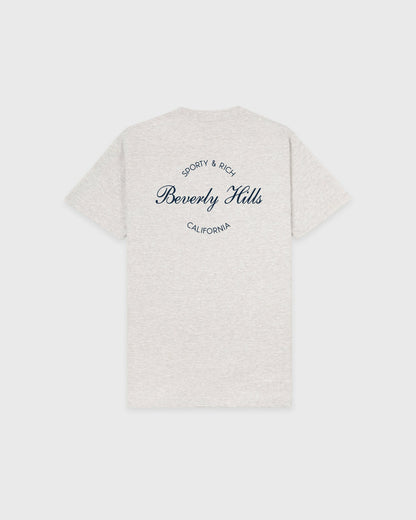 Sporty & Rich Beverly Script T-Shirt - Heather Gray/Navy