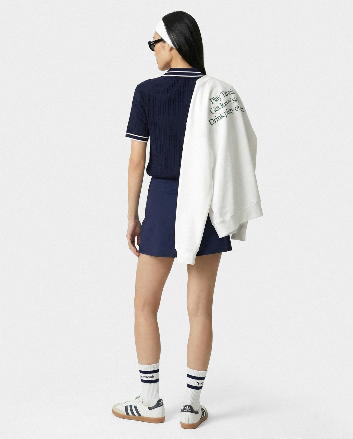Sporty & Rich SRC Mini Cable Polo - Navy/White