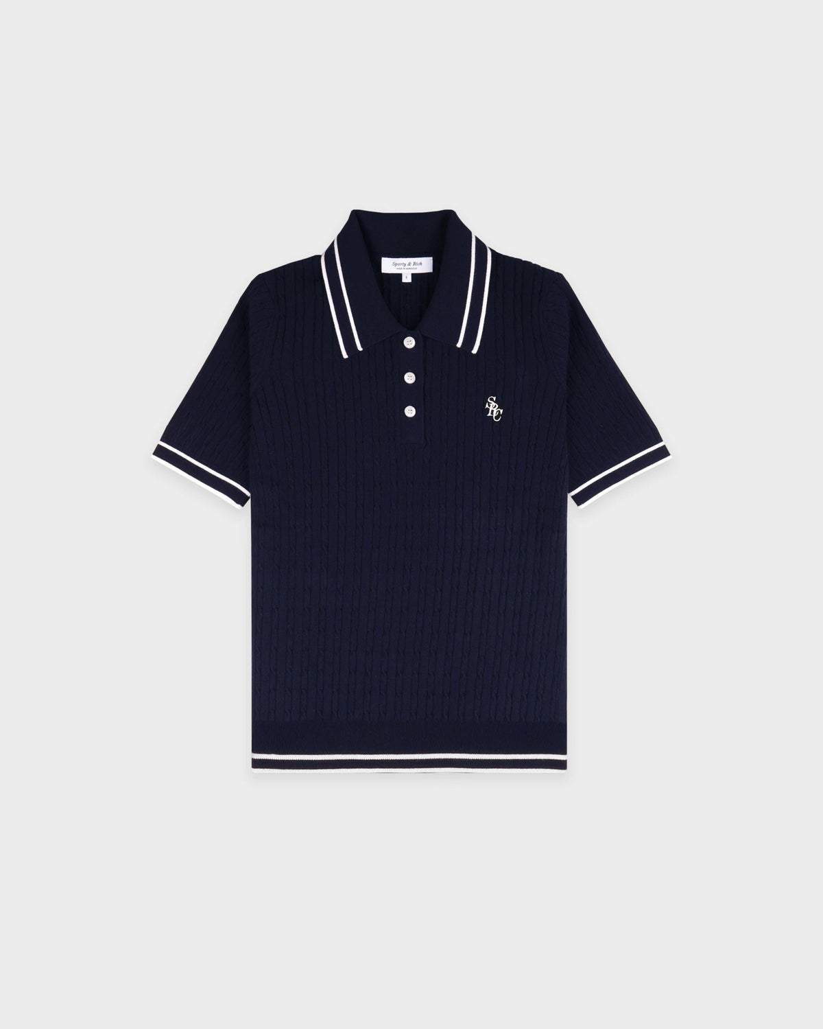Sporty & Rich SRC Mini Cable Polo - Navy/White