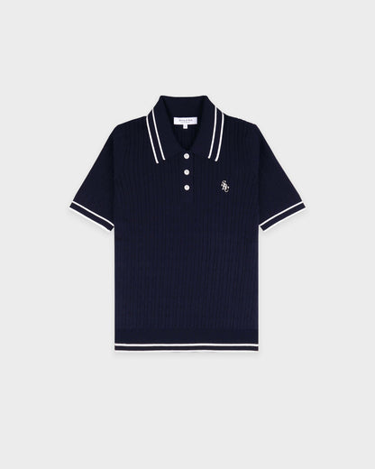 Sporty & Rich SRC Mini Cable Polo - Navy/White