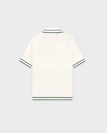 Sporty & Rich SRC Mini Cable Polo - Ecru/Forest