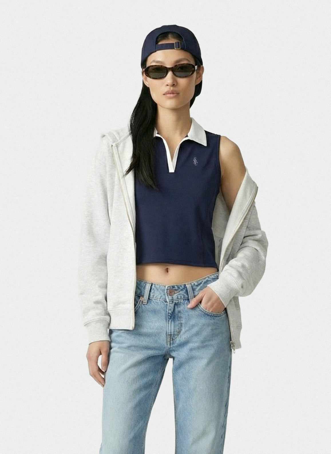 Sporty & Rich SRC Sports Polo Vest - Navy/White