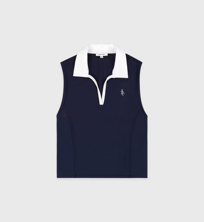 Sporty & Rich SRC Sports Polo Vest - Navy/White