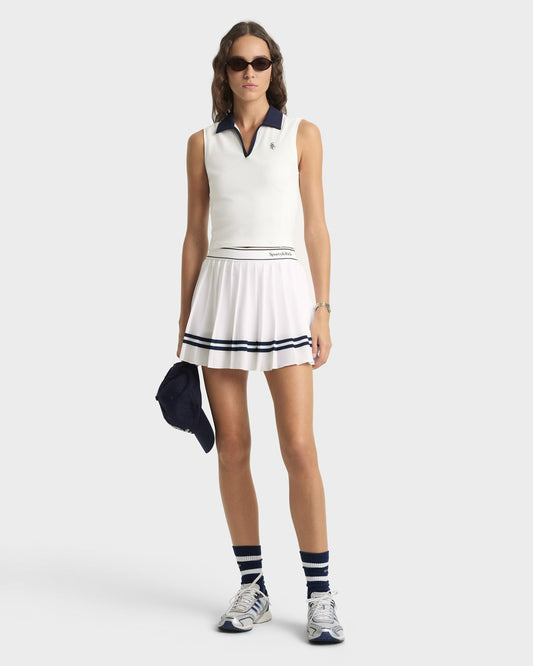 Sporty & Rich SRC Sports Polo Vest - White/Navy