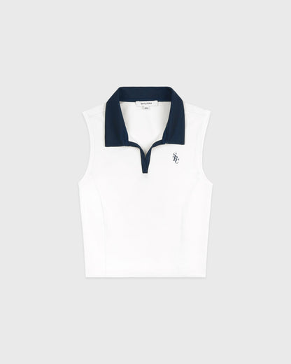 Sporty & Rich SRC Sports Polo Vest - White/Navy