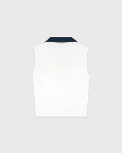 Sporty & Rich SRC Sports Polo Vest - White/Navy
