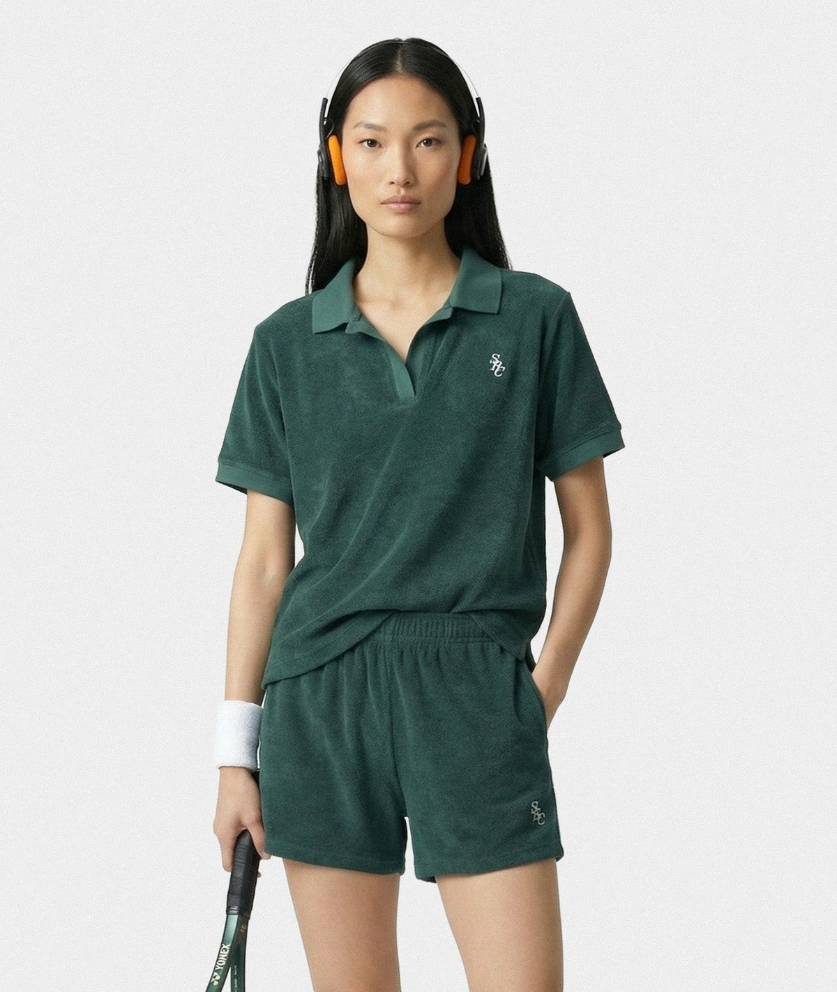 Sporty & Rich SRC Terry Polo - Forest/White