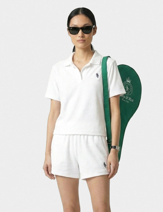 Sporty & Rich SRC Terry Polo - White/Forest
