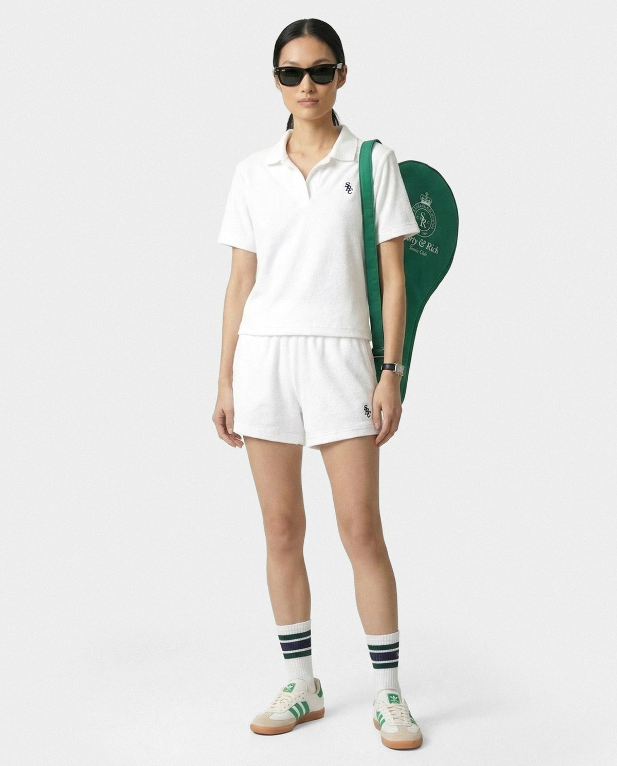Sporty & Rich SRC Terry Polo - White/Forest