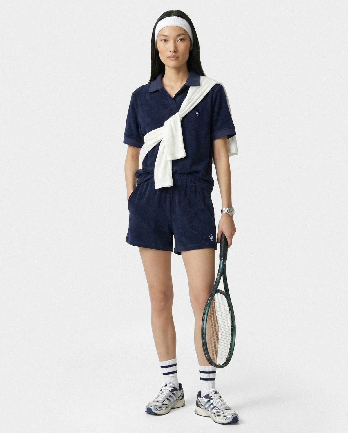 Sporty & Rich SRC Terry Polo - Navy/White