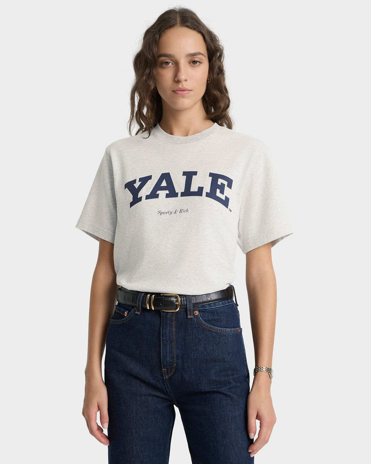 Sporty & Rich Yale Classic T-shirt - Heather Gray/Navy