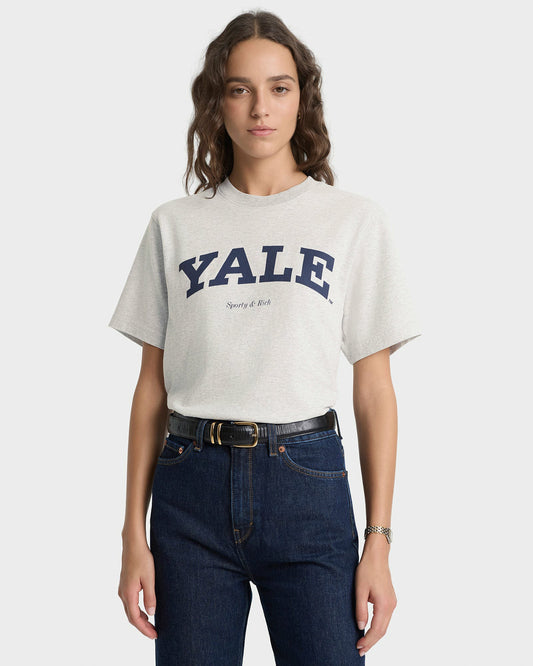 Sporty & Rich Yale Classic T-shirt - Heather Gray/Navy