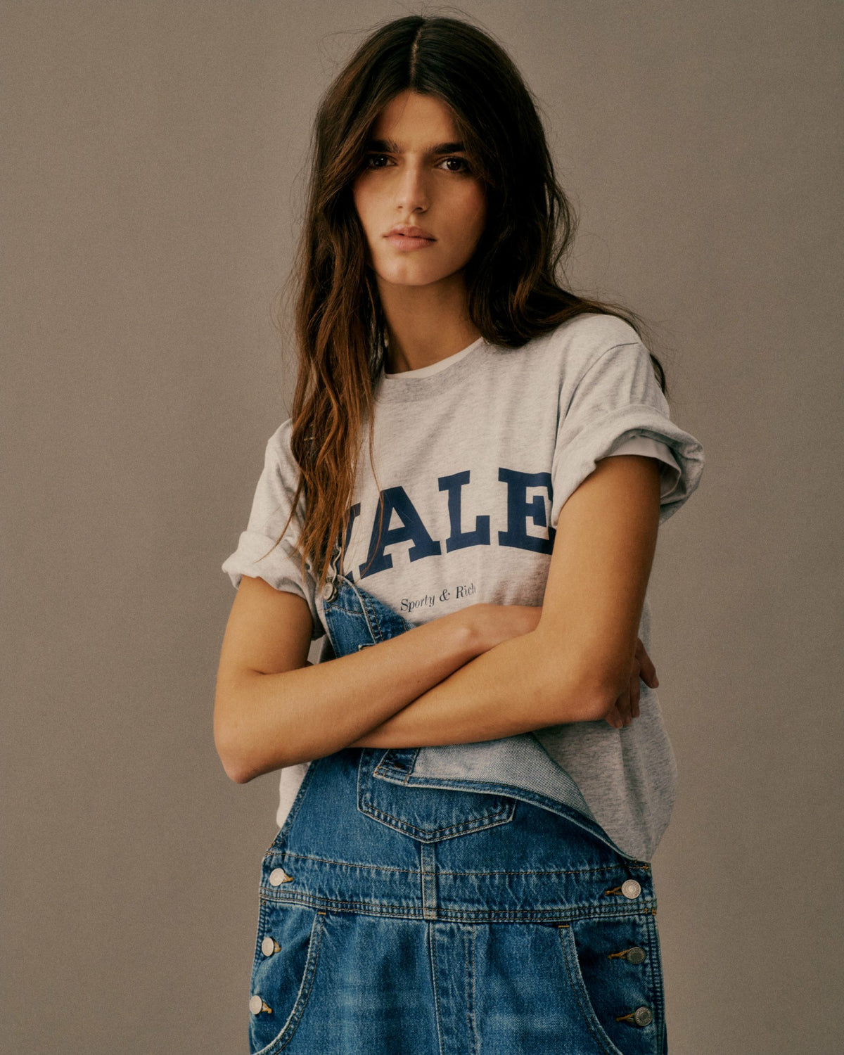 Sporty & Rich Yale Classic T-shirt - Heather Gray/Navy