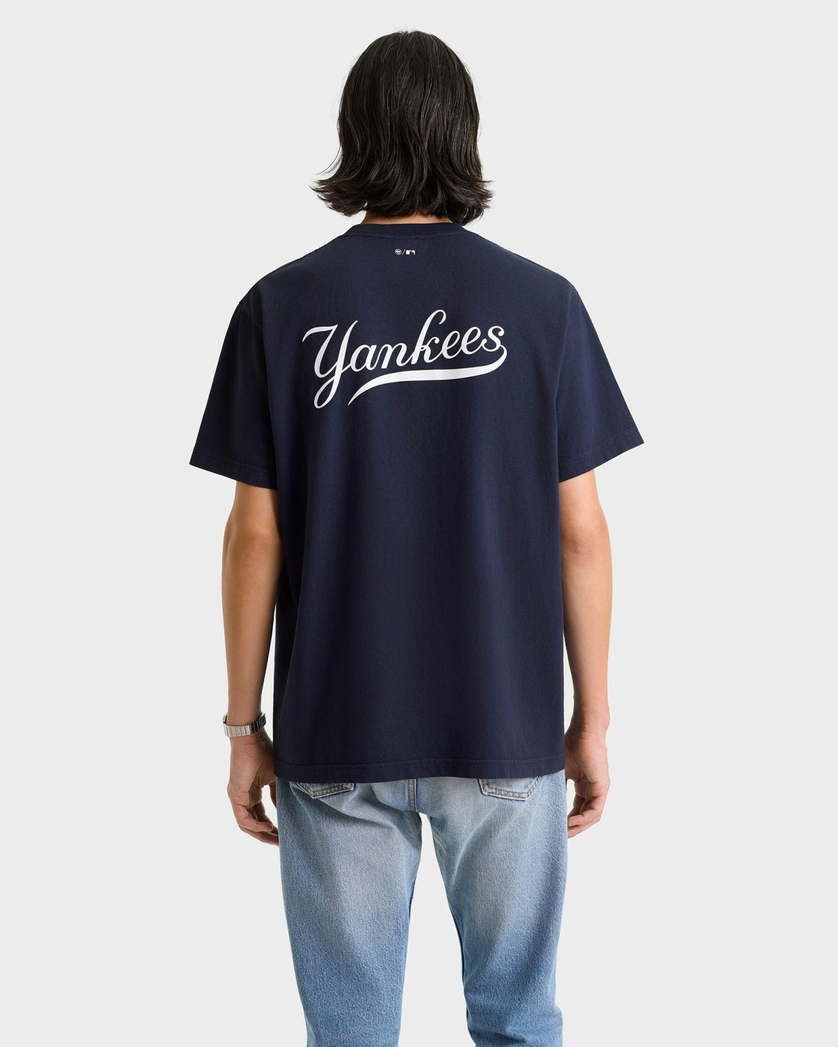 Sporty & Rich Yankees Curve T-Shirt - Navy/White