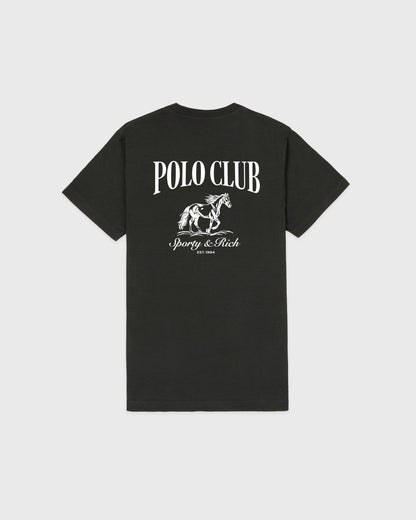 Sporty & Rich Stallion T-Shirt - Faded Black/White