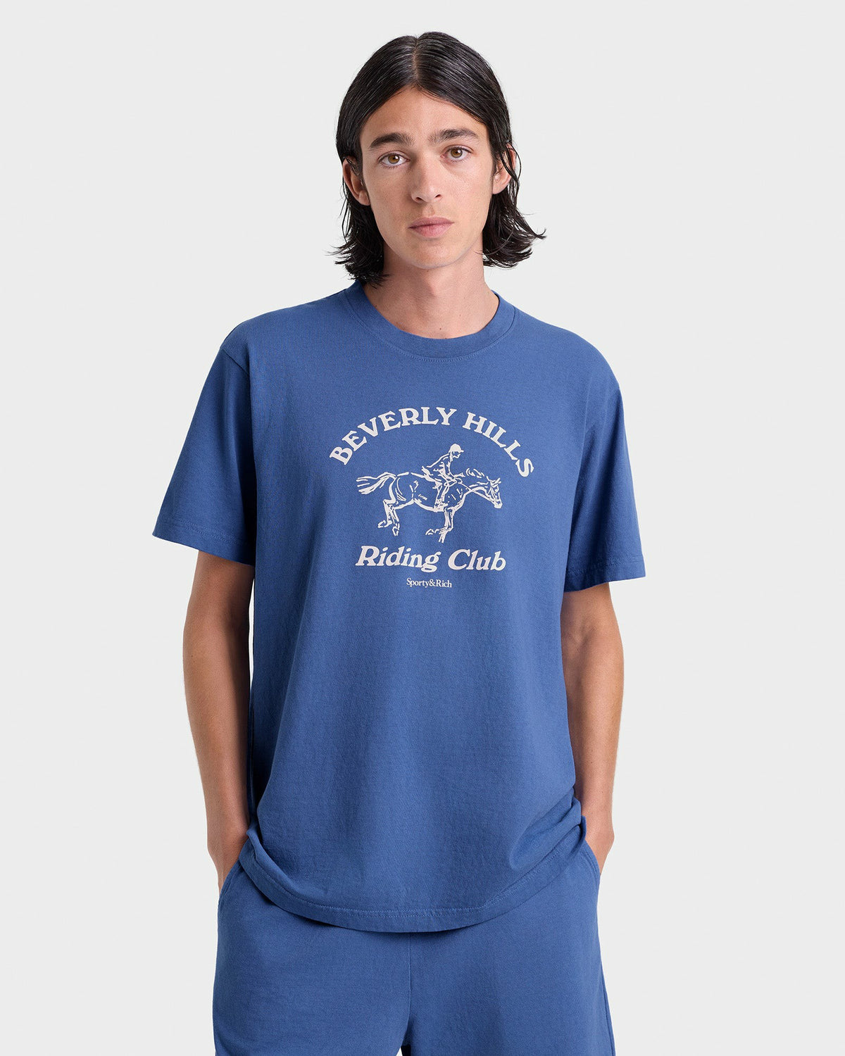 Sporty & Rich BH Riding Club T-Shirt - Pier Blue/Ecru
