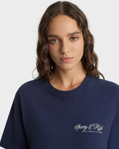 Sporty & Rich International T-Shirt - Navy/Ecru
