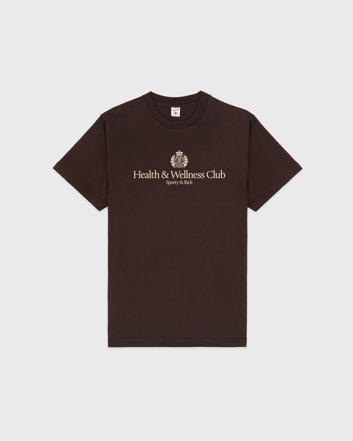 Sporty & Rich H&W Crest T-Shirt - Chocolate/Ecru