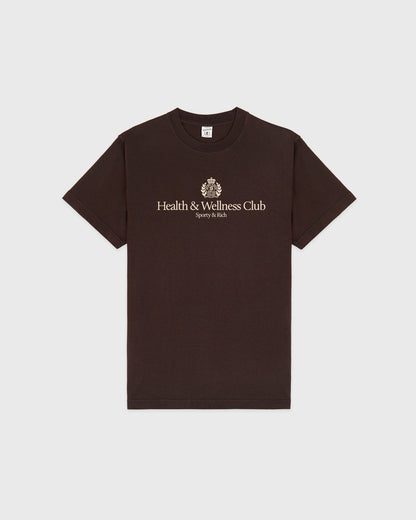 Sporty & Rich H&W Crest T-Shirt - Chocolate/Ecru