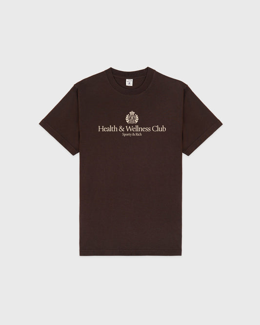 Sporty & Rich H&W Crest T-Shirt - Chocolate/Ecru
