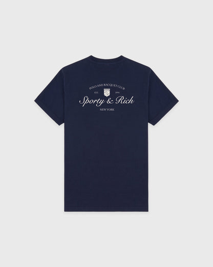 Sporty & Rich Syracuse T-Shirt - Navy/Ecru