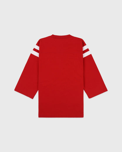 Sporty & Rich California Emblem Long Football Tee - Ruby/White