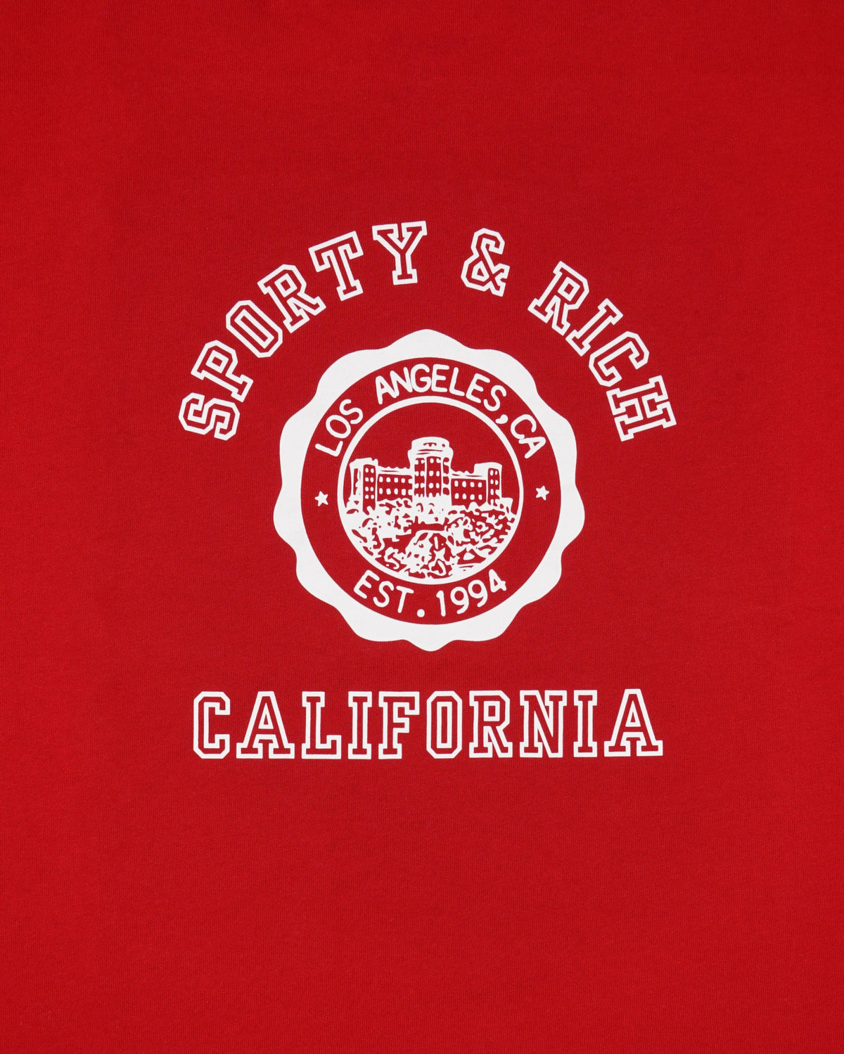Sporty & Rich California Emblem Long Football Tee - Ruby/White