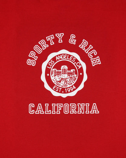 Sporty & Rich California Emblem Long Football Tee - Ruby/White