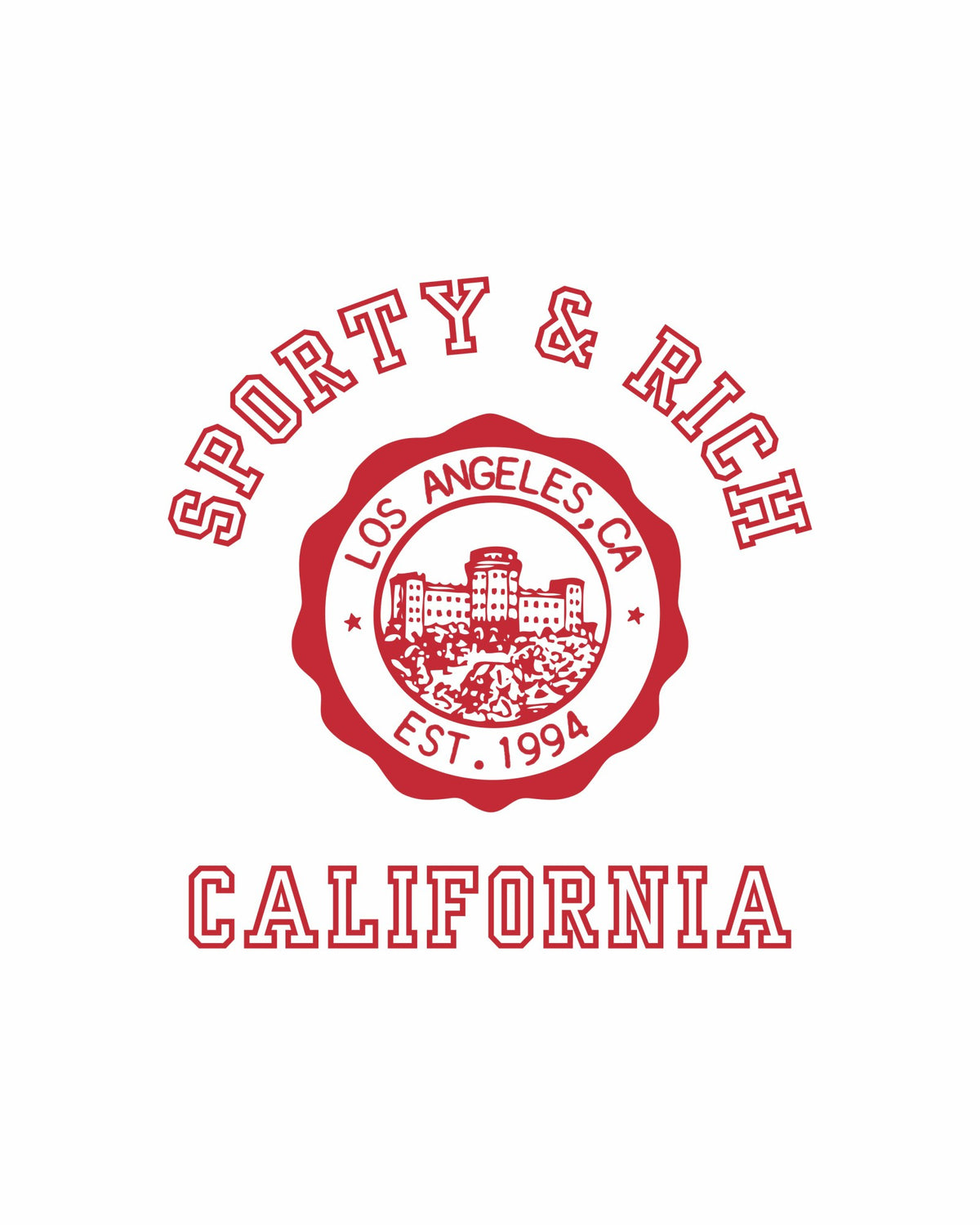 Sporty & Rich California Emblem Ringer Tee - White/Ruby