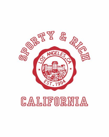 Sporty & Rich California Emblem Ringer Tee - White/Ruby