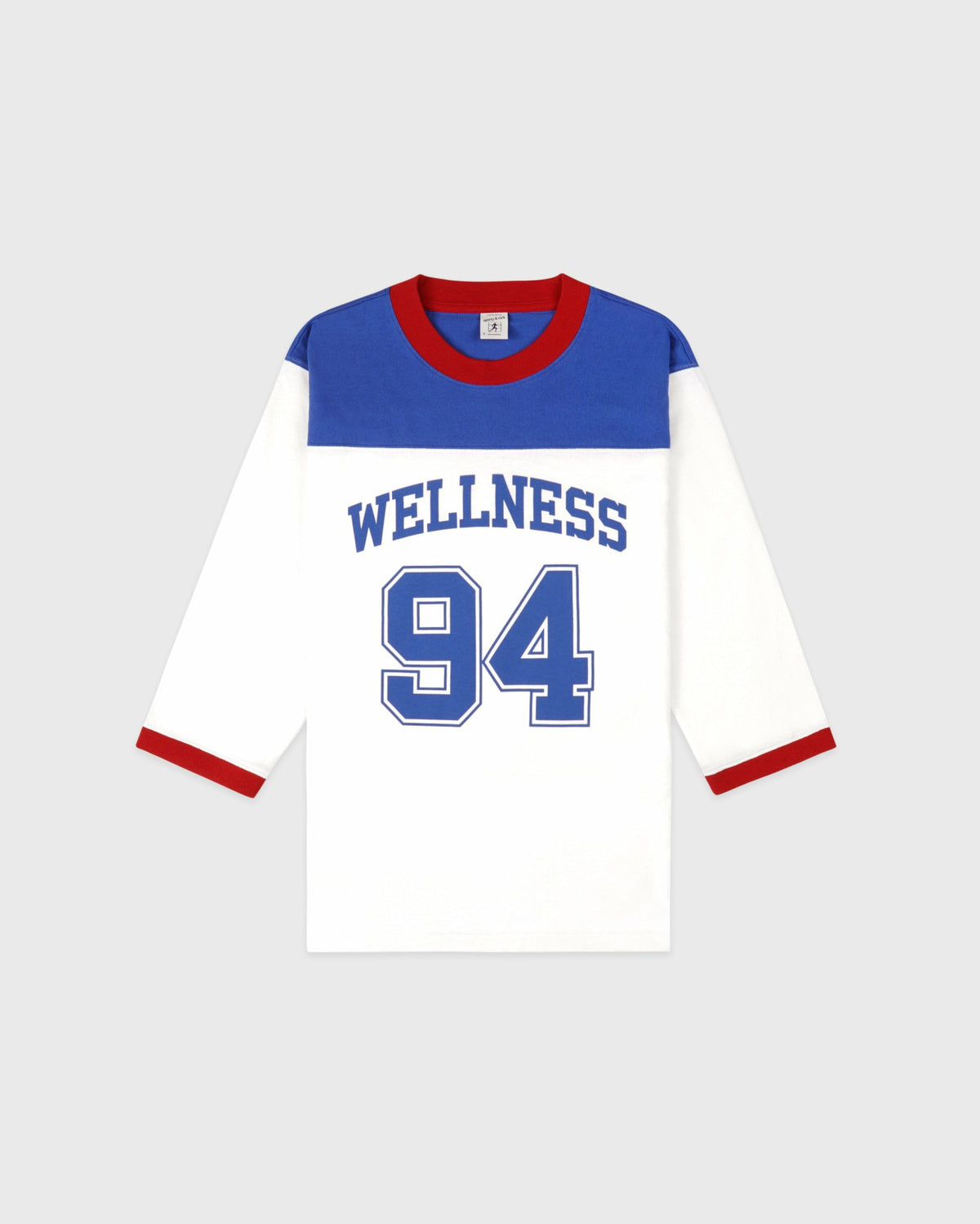 Sporty & Rich Wellness 94 Long Football Tee - White/Ruby/Team Blue