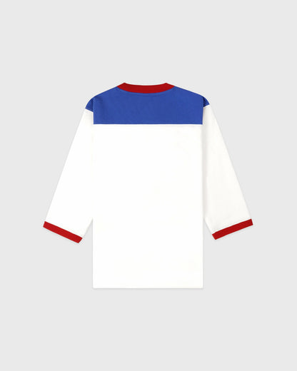 Sporty & Rich Wellness 94 Long Football Tee - White/Ruby/Team Blue
