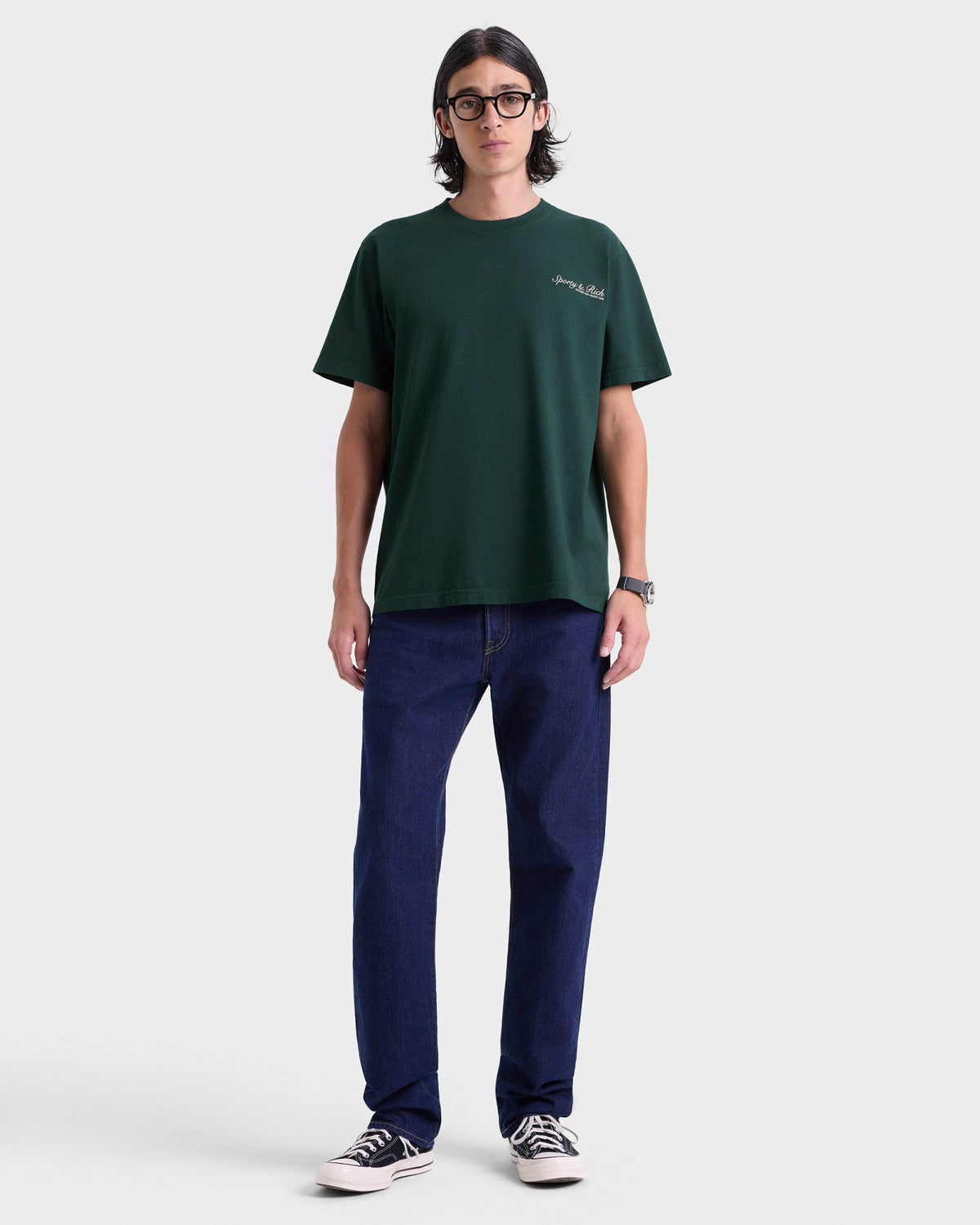 Sporty & Rich Syracuse T-Shirt - Forest/White