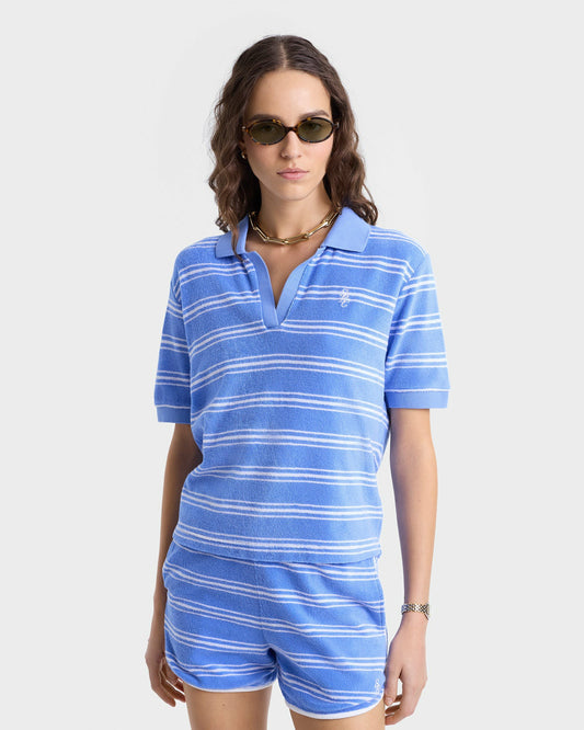Sporty & Rich SRC Terry Polo - Juniper Striped