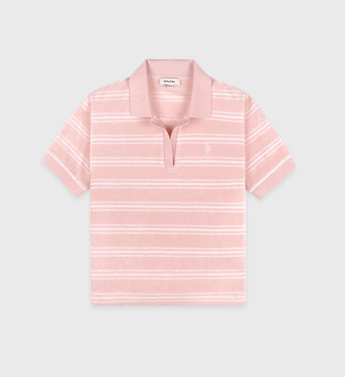 Sporty & Rich SRC Terry Polo - Pink Dolphin Striped