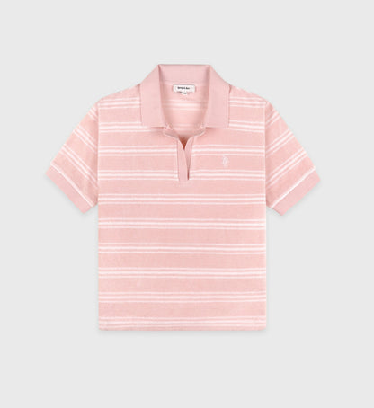 Sporty & Rich SRC Terry Polo - Pink Dolphin Striped