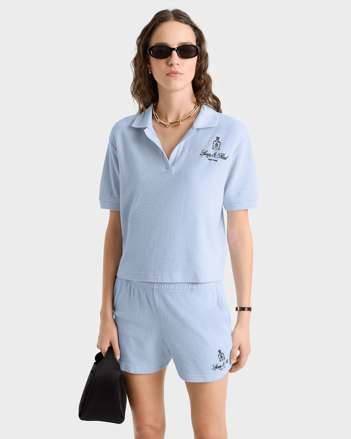 Sporty & Rich Vendome Terry Polo - Ciel/Navy