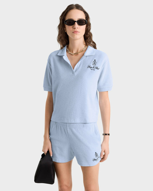 Sporty & Rich Vendome Terry Polo - Ciel/Navy