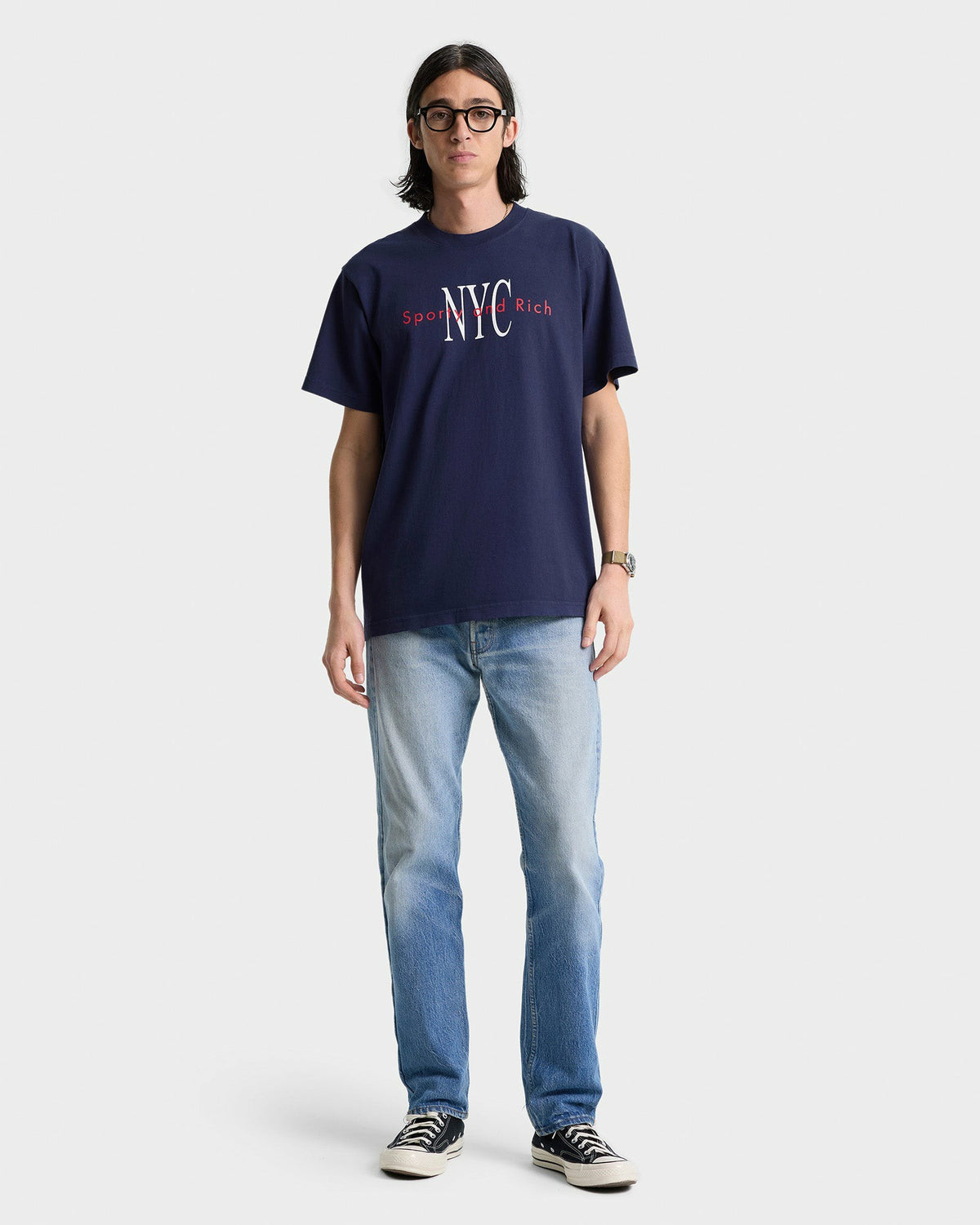 Sporty & Rich NY Minute T-Shirt - Navy/White