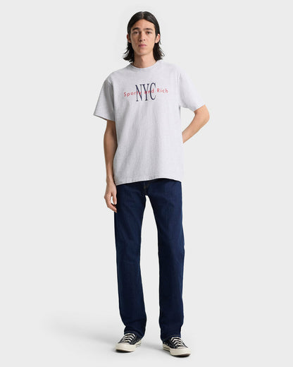 Sporty & Rich NY Minute T-Shirt - Heather Gray/Navy