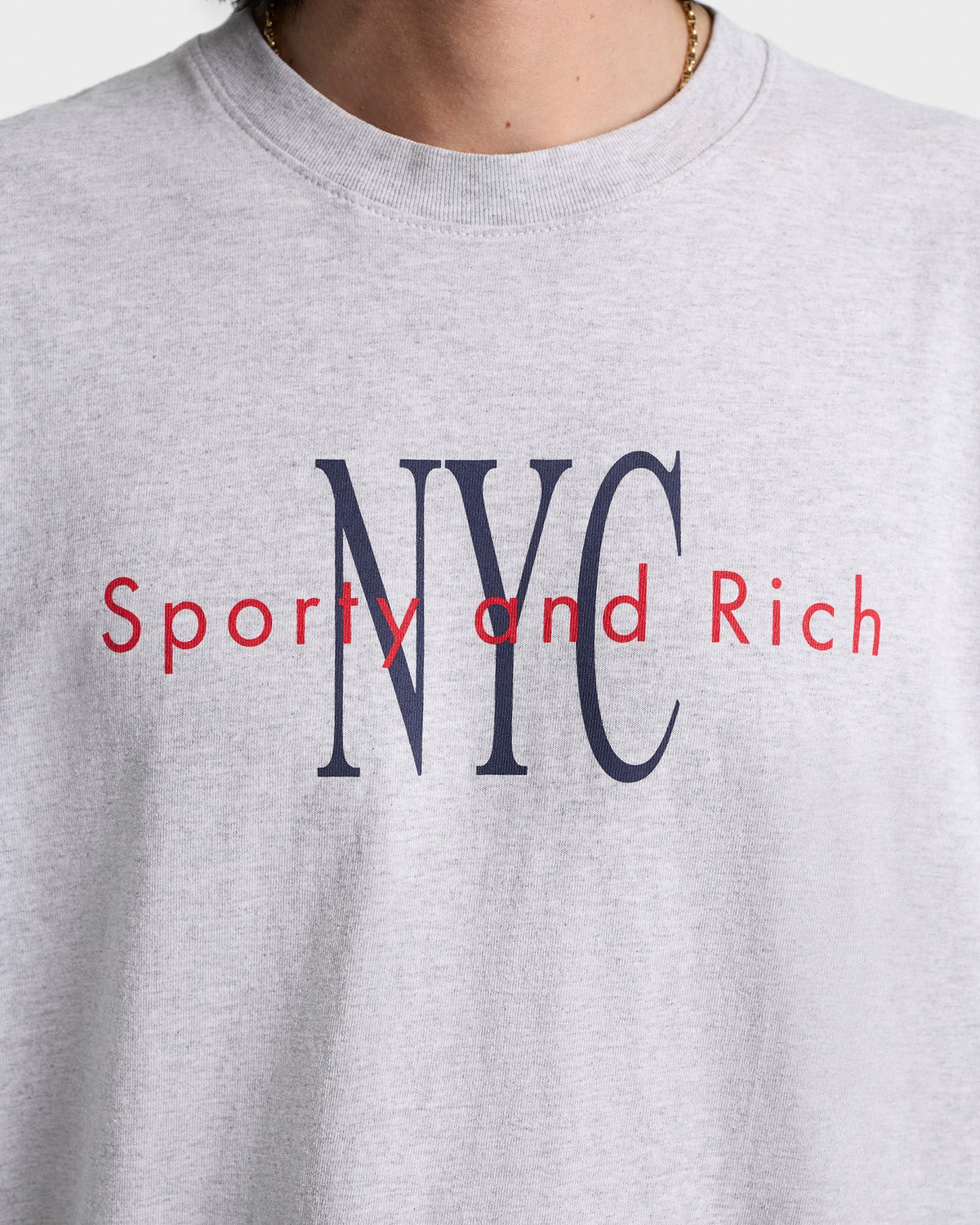 Sporty & Rich NY Minute T-Shirt - Heather Gray/Navy