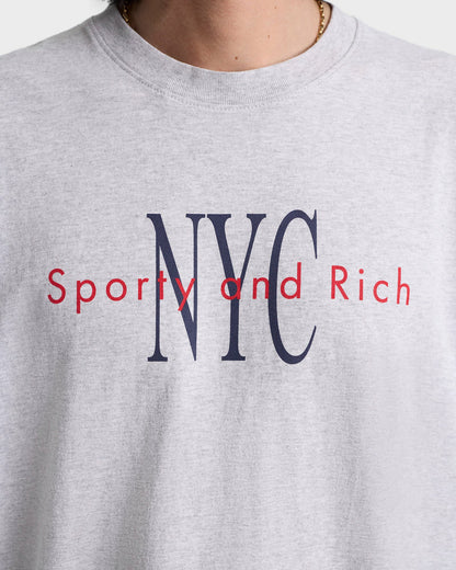 Sporty & Rich NY Minute T-Shirt - Heather Gray/Navy