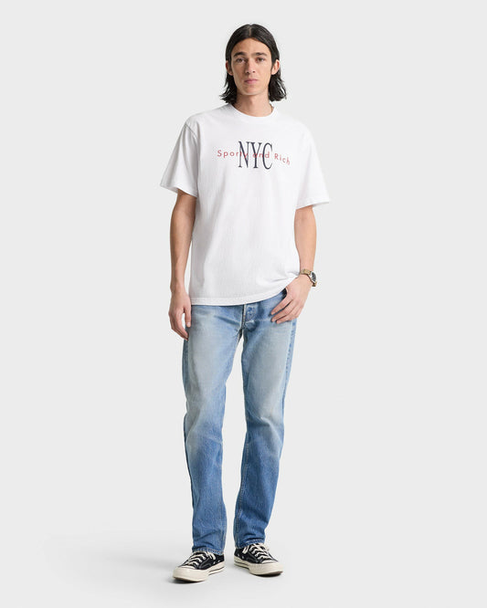Sporty & Rich NY Minute T-Shirt - White/Navy