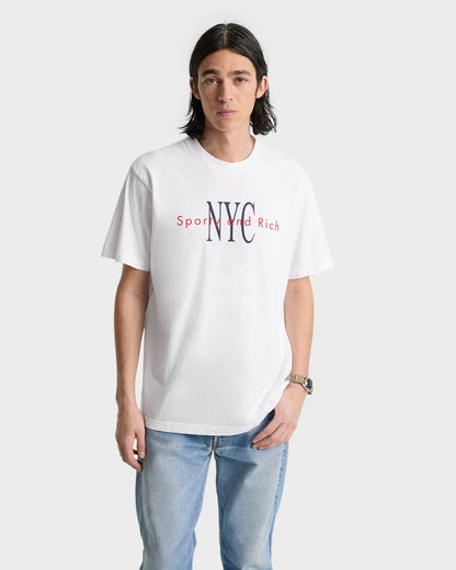 Sporty & Rich NY Minute T-Shirt - White/Navy