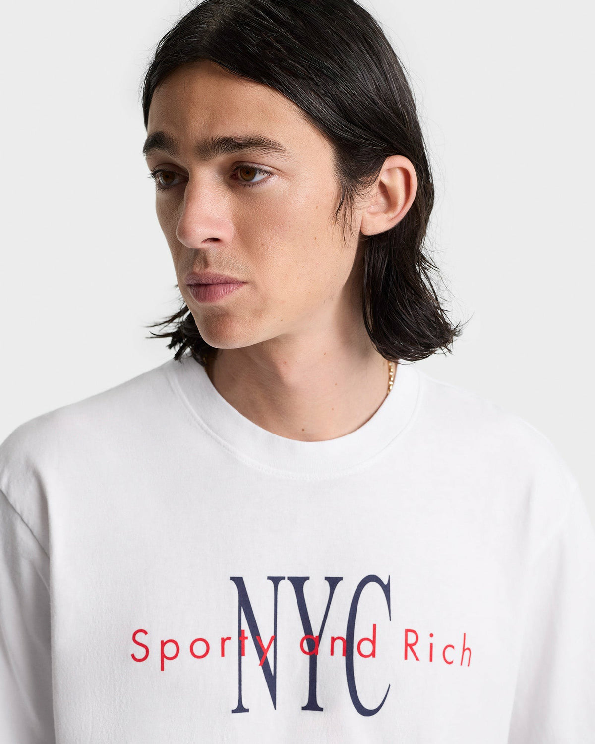 Sporty & Rich NY Minute T-Shirt - White/Navy