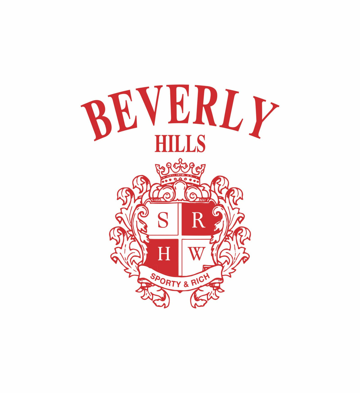 Sporty & Rich Beverly Hills Crest Soft Ringer Tee - White/Ruby
