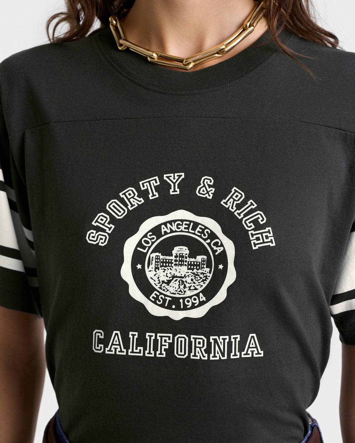 Sporty & Rich California Emblem Rugby Tee - Faded Black