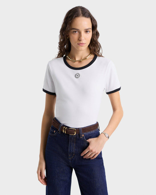 Sporty & Rich SRHWC Ringer Tee - White/Black